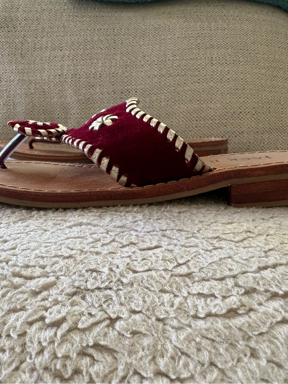 Jack Rogers girls velvet Embroidered Slide Sandals - Picture 2 of 3